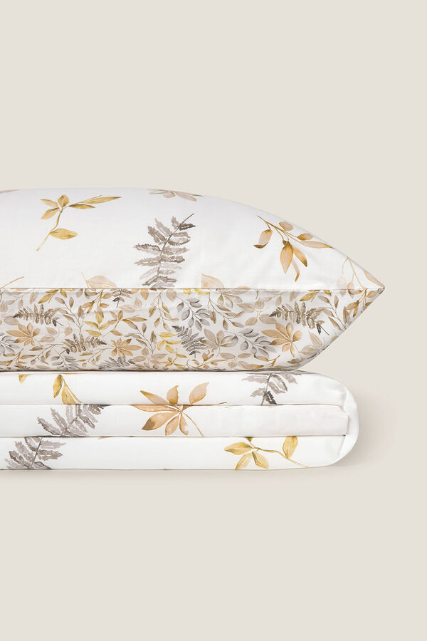 Textura Sábana algodón hojas en rama estampado