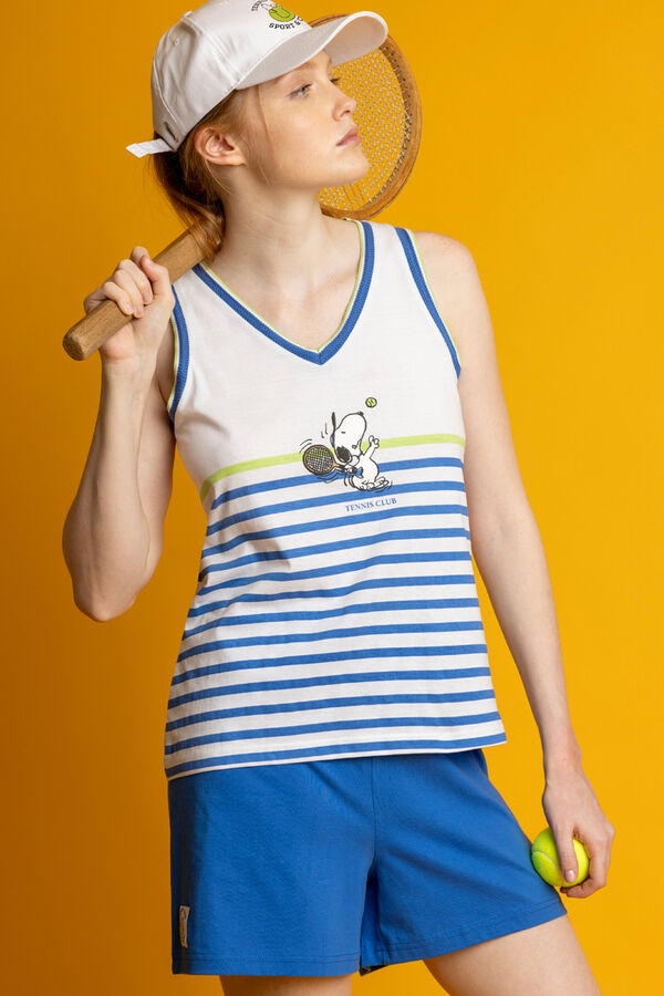 Admas Pijama curto mangas Tennislub Snoopy azul
