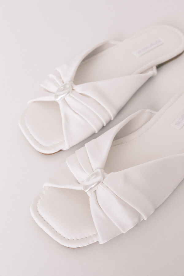Women'secret Chinelos de casa cetim branco bege
