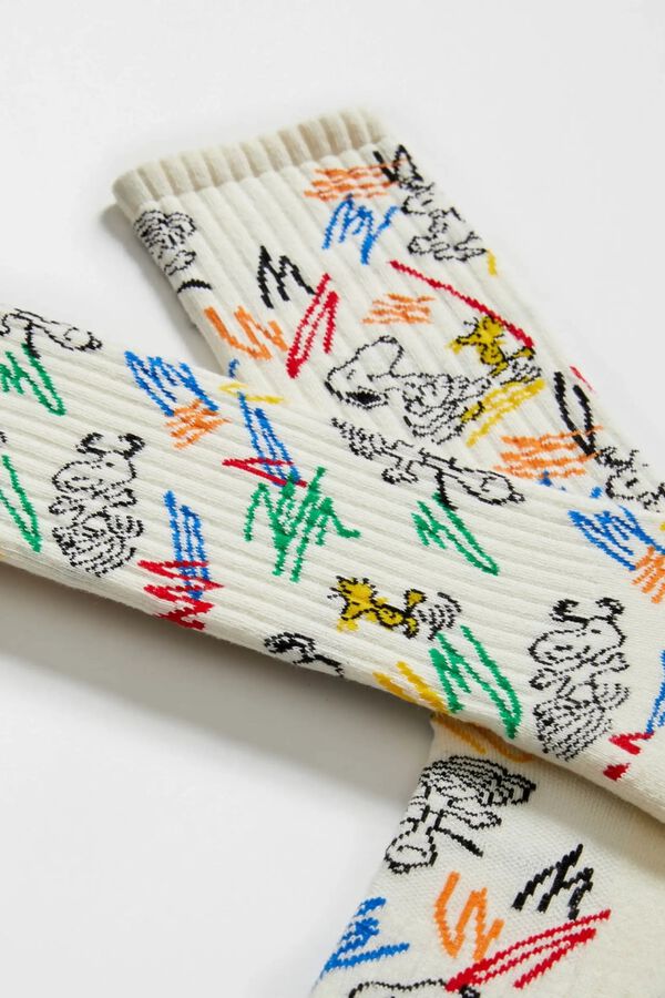 Besocks Meias altas desportivas BESOCKS Snoopy bege