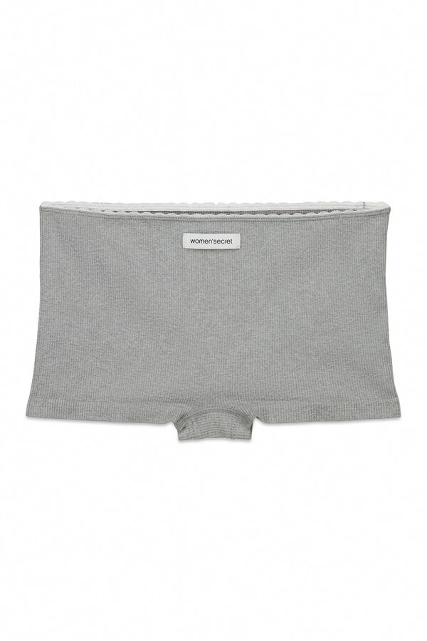 Women'secret Cuecas boxer sem costura canelado cinza cinzento