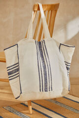 Calma House Lili blue striped print linen bag blue