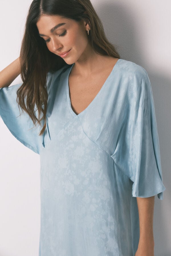 Women'secret Camisa de dormir comprida decote franzido verde