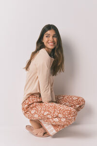 Women'secret Calça comprida de viscose floral laranja
