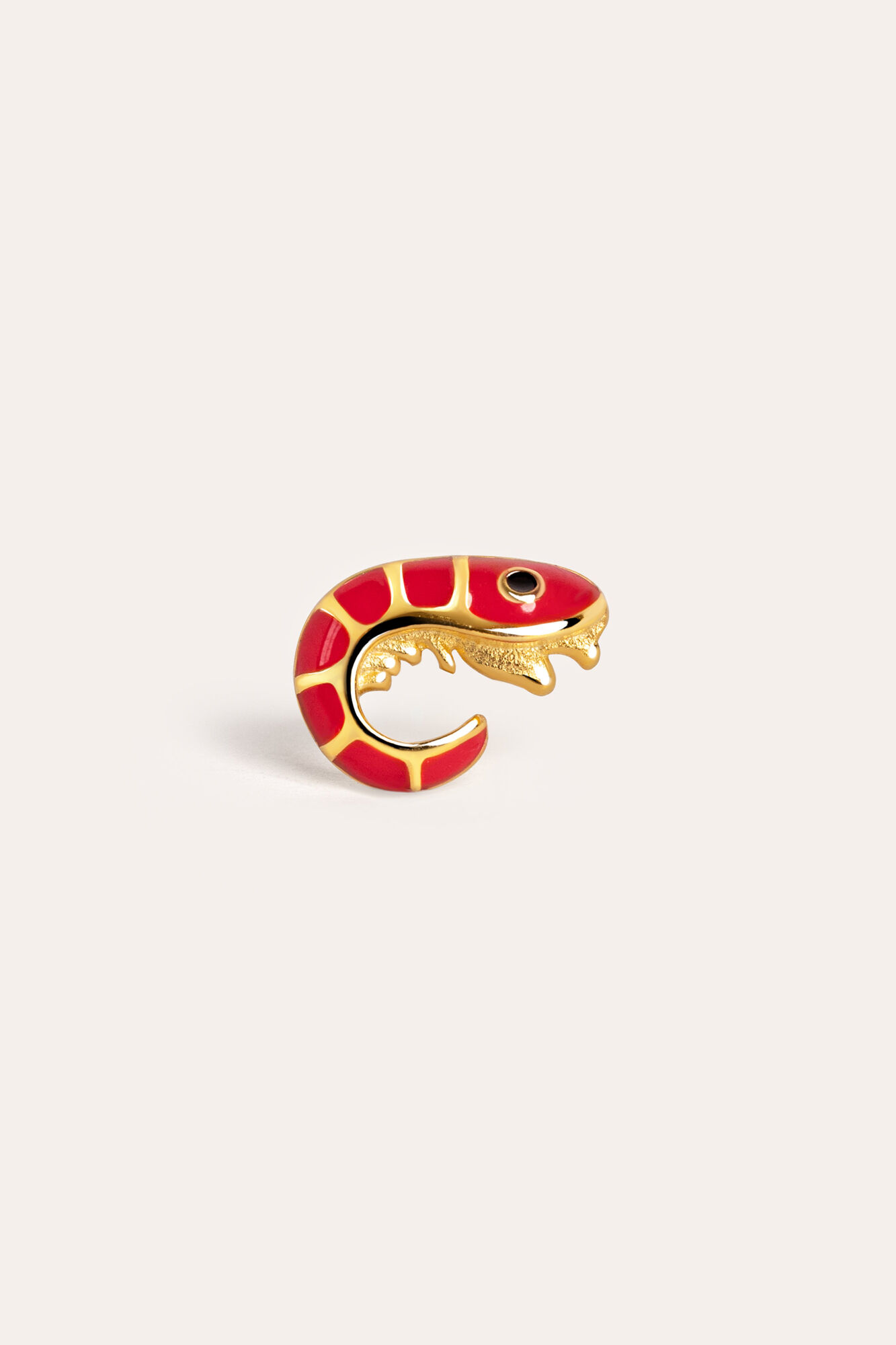 Singularu Brincos Soltos Prawn Enamel Banhados a Ouro