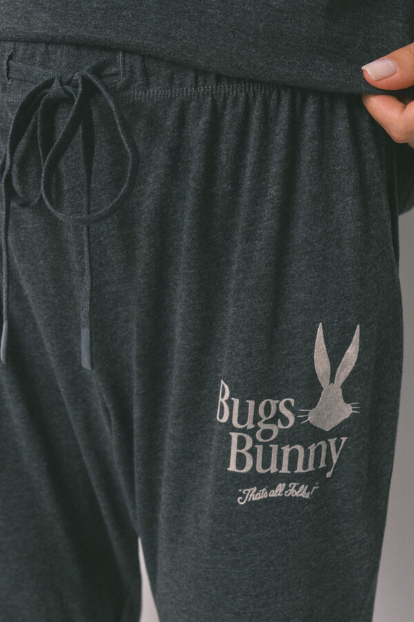 Women'secret Pijama comprido de algodão cinza Bugs Bunny cinzento