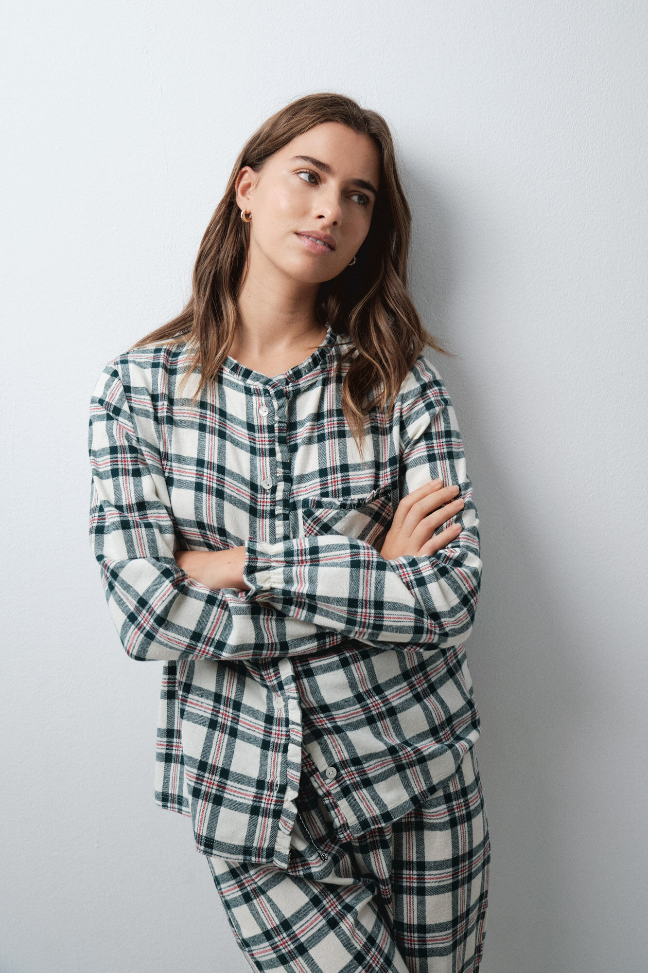 Women'secret Pijama comprido camisa gola mao aos quadrados