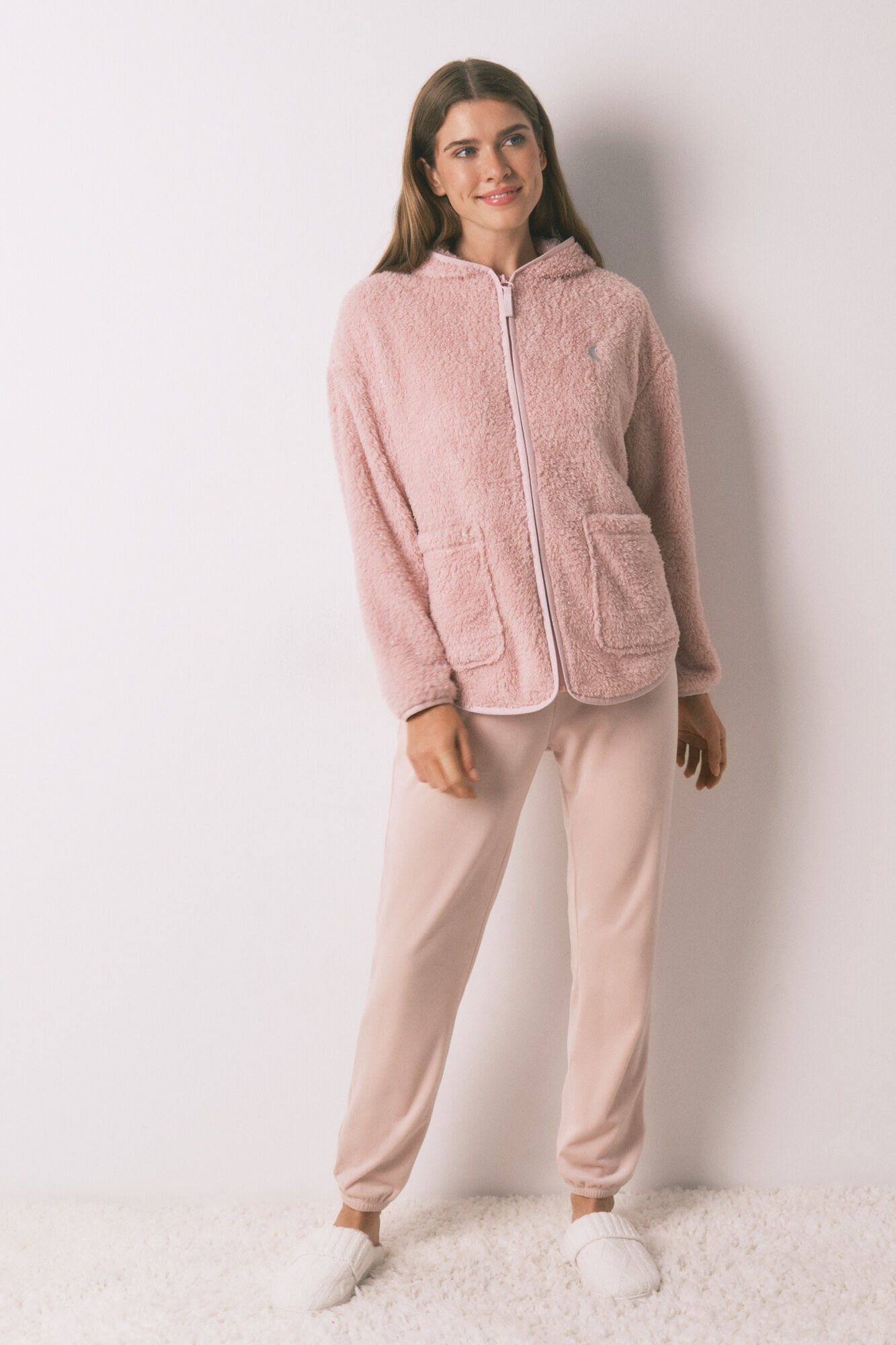 Women'secret Bata corta tejido pelo rosa lurex