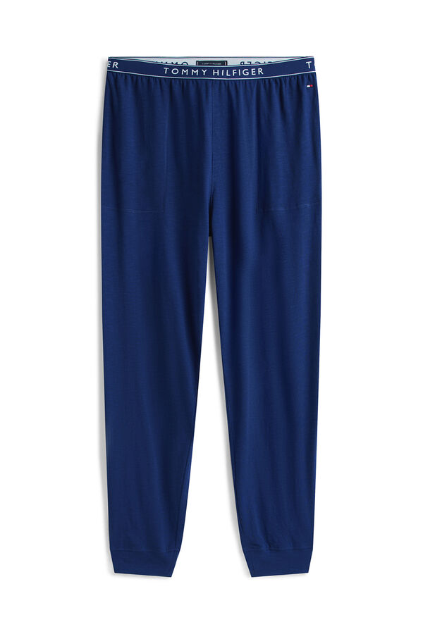 Tommy Hilfiger Pijama largo punto con logo en la cintura azul