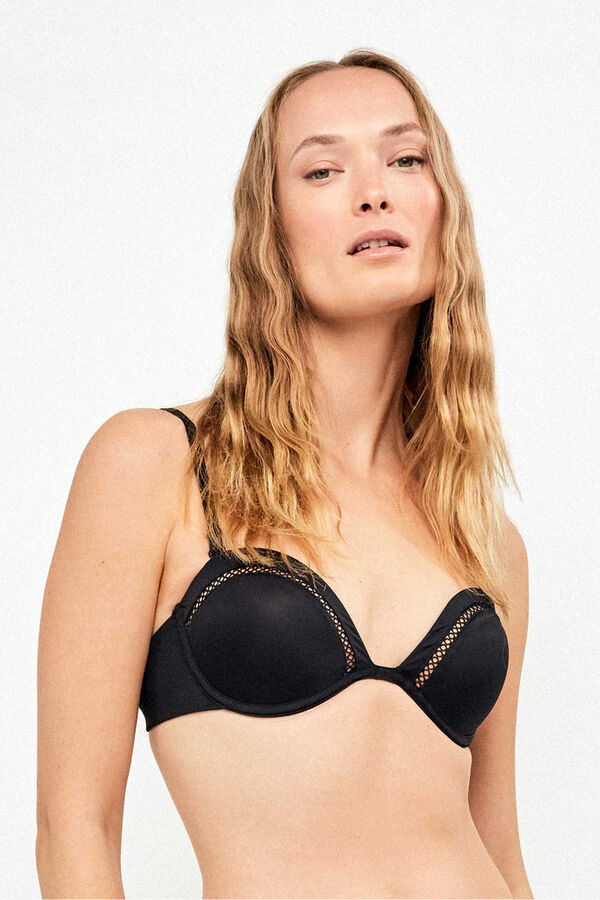 Gisela Top biqu&iacute;ni bandeau decote pronunciado preto