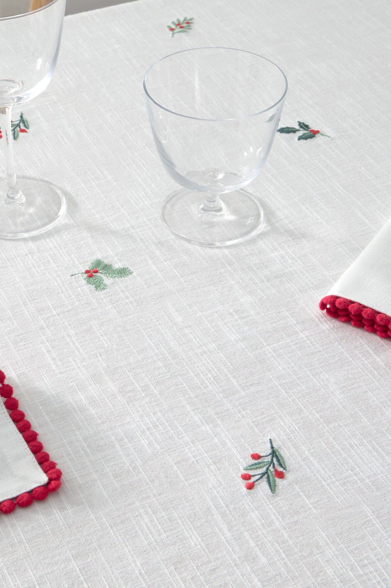 Textura Toalha de mesa bordada natal