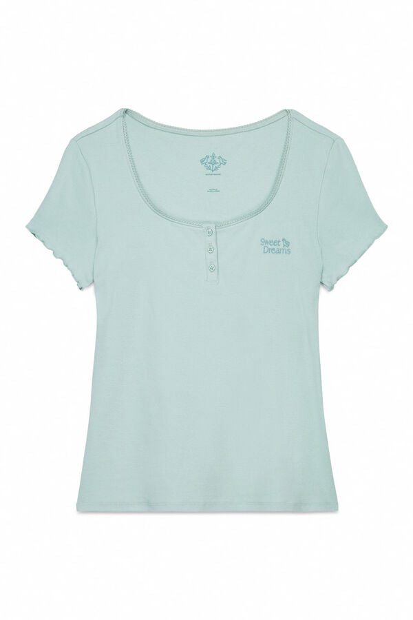 Women'secret T-shirt manga curta de algodão verde verde