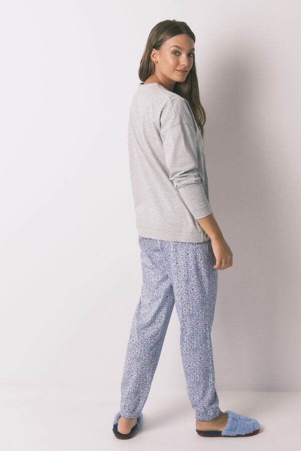 Women'secret Pijama comprido em algodão da Mickey cinza  cinzento