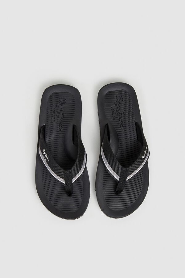 Pepe Jeans Chinelos de tiras de tecido &agrave;s riscas bicolores preto