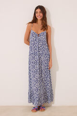 Women'secret Vestido largo tirantes print azul flores estampado
