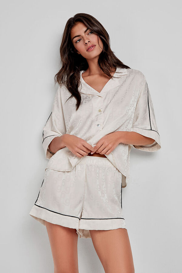 Gisela Pijama curto camisa bege bege