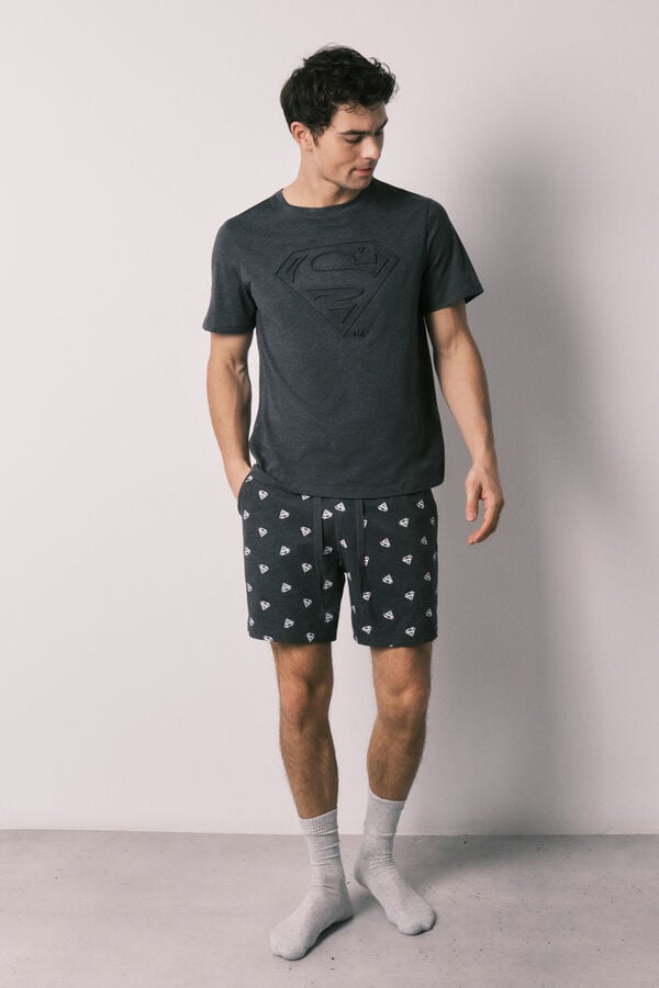 Women'secret Pijama curto de homem em algod&atilde;o SUPERMAN cinzento