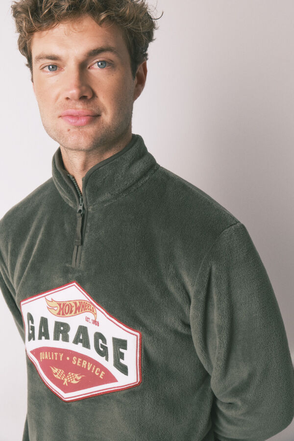 Women'secret Pijama comprido masculino polar verde Hotwheels bege