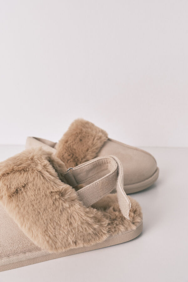 Women'secret Chinelos de quarto de pele  camel