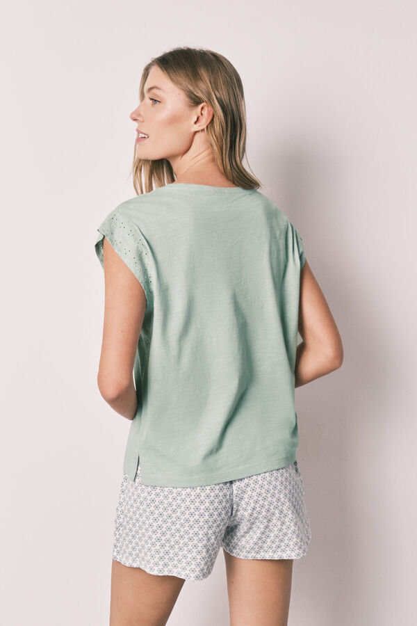 Women'secret Pijama curto em algod&atilde;o estampado verde verde