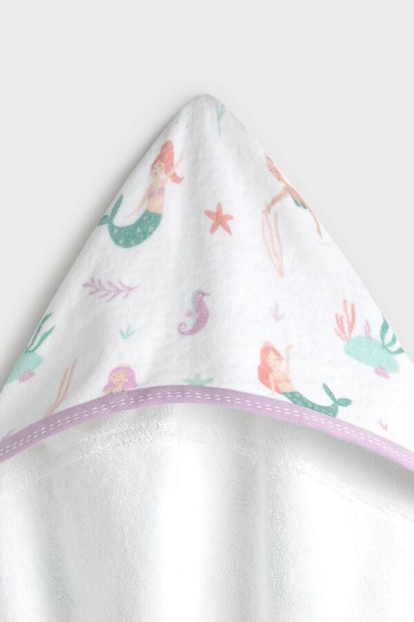Textura Toalla capucha sirenas blanco