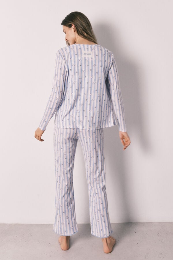 Women'secret Conjunto de pijama &agrave;s riscas e top azul azul