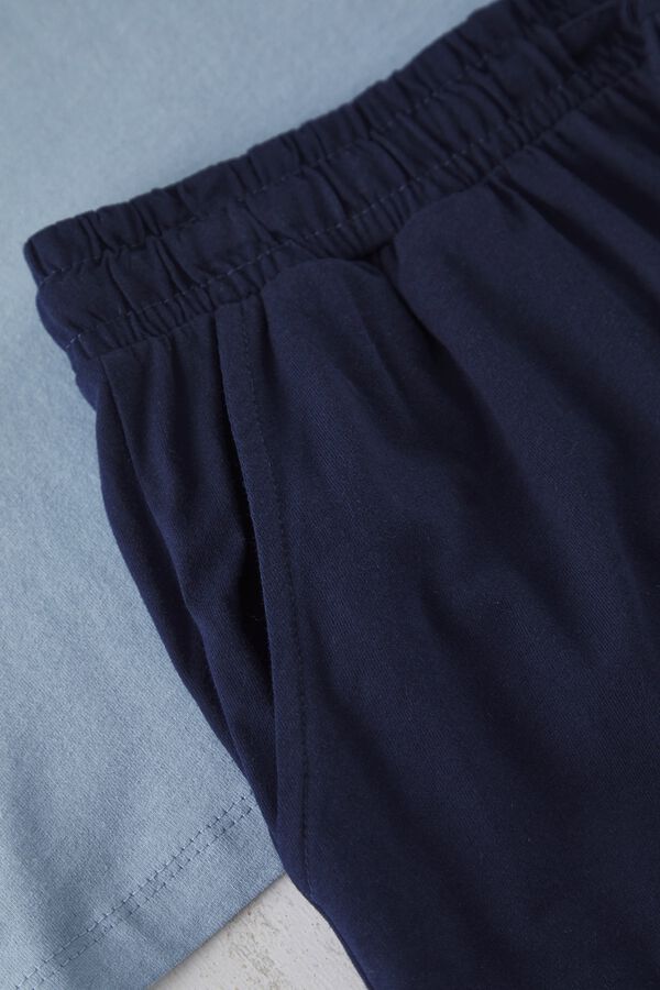 Trendyol Conjunto de pijama curto liso azul
