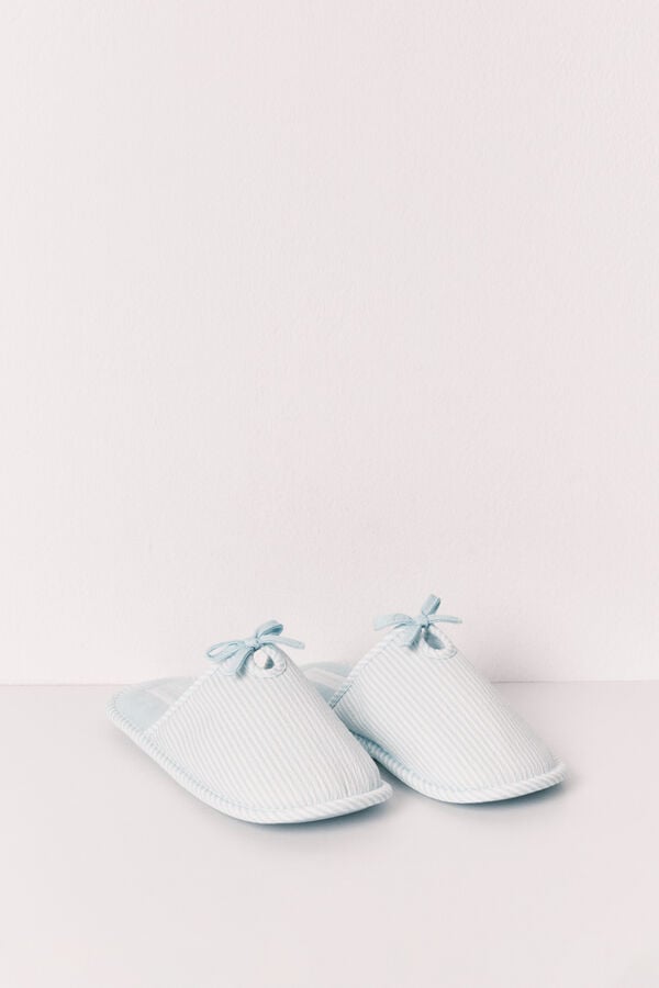 Women'secret Chinelos de quarto verdes com riscas e la&ccedil;o verde