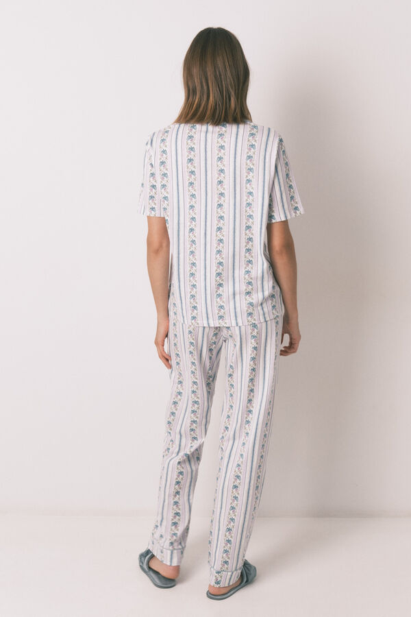 Women'secret Pijama camiseiro capri riscas 100% algodão bege