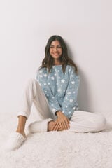 Women'secret Pijama comprido polar mousse estrelas azul