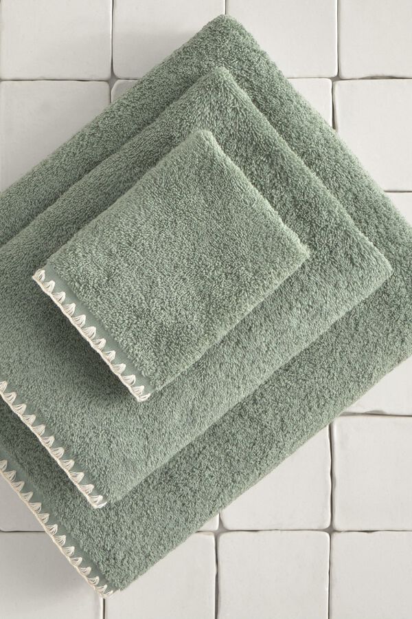 Textura Toalha de banho com pesponto decorativo verde