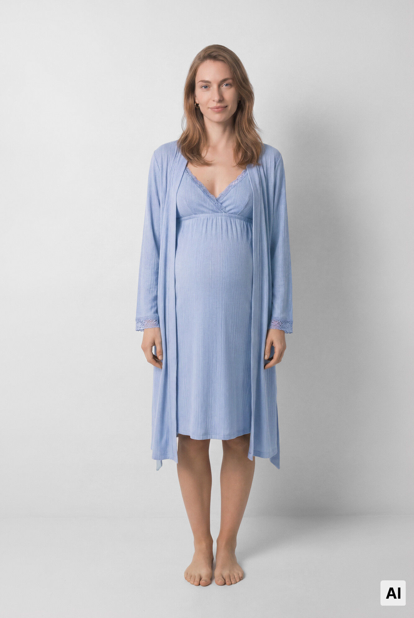 Women'secret Robe midi com cinto azul