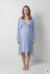 Women'secret Robe midi com cinto azul azul