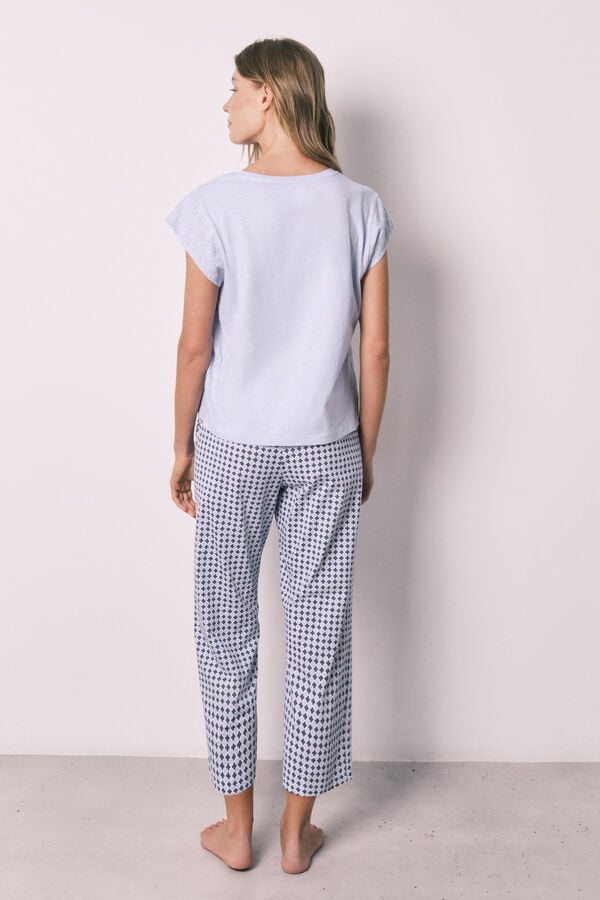 Women'secret Pijama largo lila manga corta algod&oacute;n estampado morado/lila