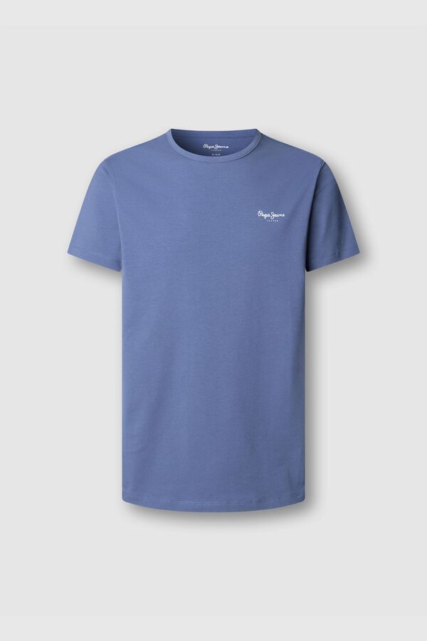 Pepe Jeans T-shirt b&aacute;sica de manga curta com logo azul