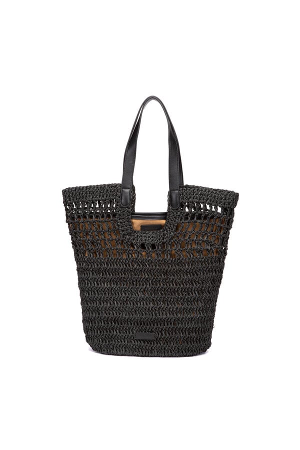 Abbacino  Cesto de r&aacute;fia preto preto