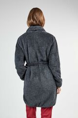 Gisela Robe gola smoking com detalhe lurex cinzento