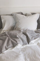 Textura Capa nórdica linho algodão reversível. Cama 180-200 cm. branco