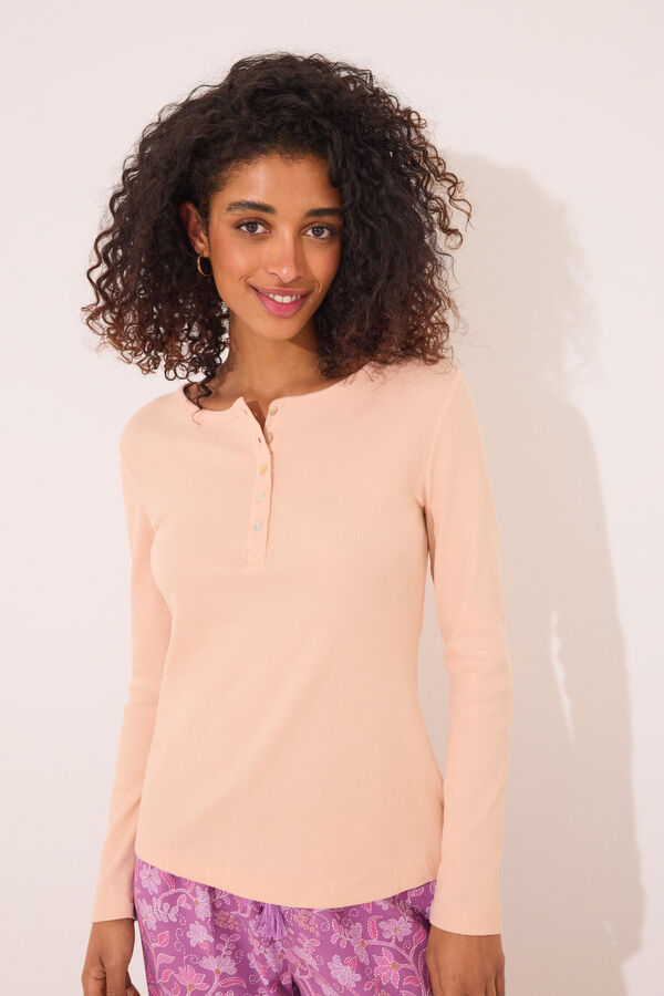 Women'secret T-shirt manga longa canelada laranja vermelho