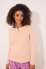 Women'secret T-shirt manga longa canelada laranja vermelho