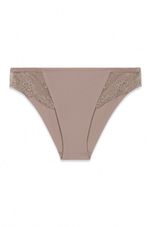 Women'secret Braga cl&aacute;sica microfibra y encaje beige nude
