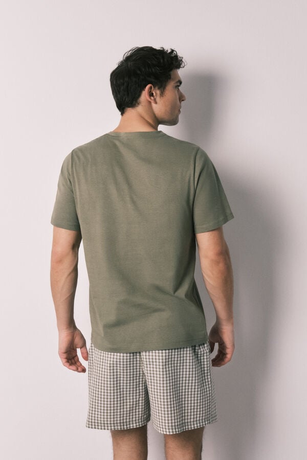 Women'secret Pijama curto de homem em algod&atilde;o xadrez estampado