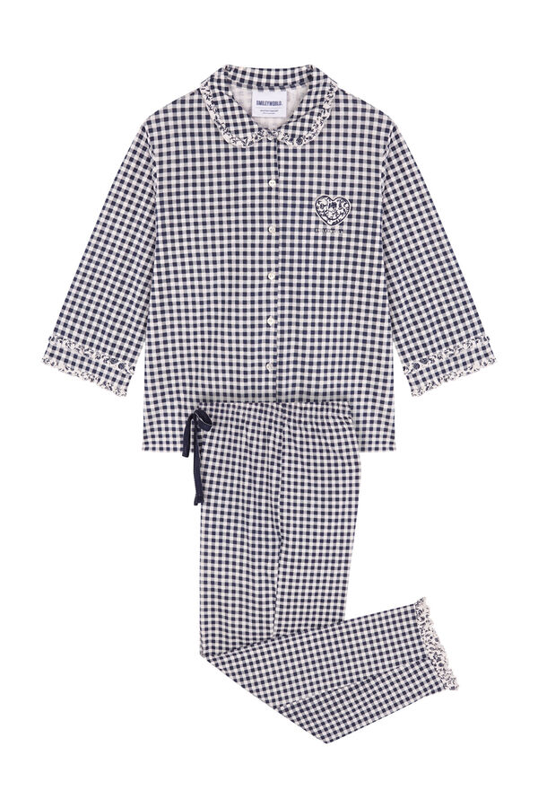 Women'secret Pijama camiseiro xadrez Smiley 100% algodão azul