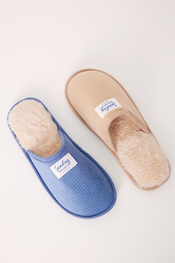 Womensecret Blue bread open back house slippers blue