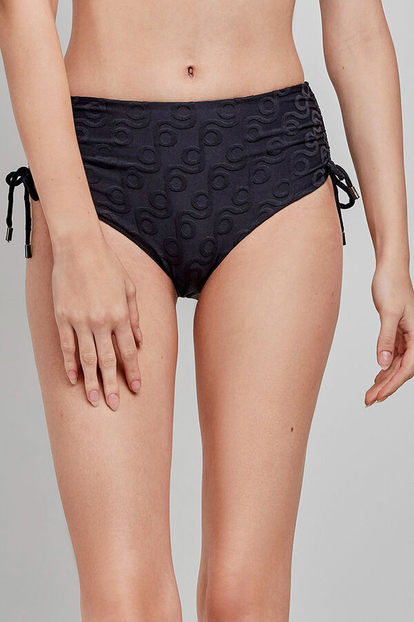 Gisela Cueca de biquíni alta com estampa geométrica bege preto