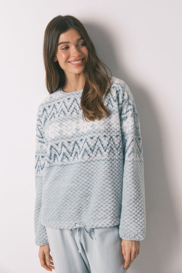 Women'secret Pijama comprido polar verde  branco