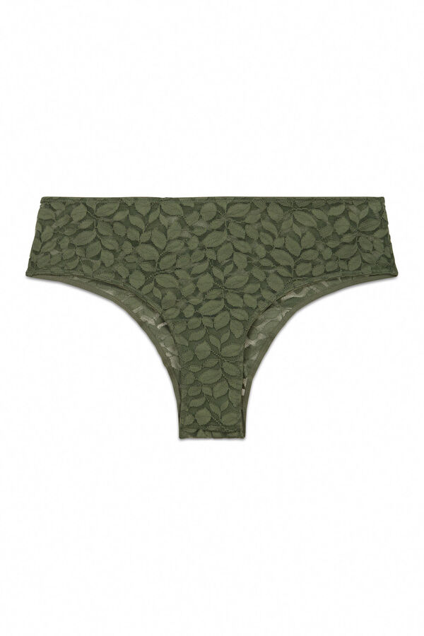 Women'secret Cuecas brasileiras largas em renda caqui bege