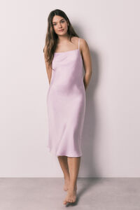 Women'secret Camisa de dormir midi de al&ccedil;as em cetim lil&aacute;s