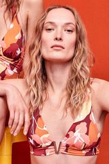 Gisela Top biqu&iacute;ni triangular estampado geom&eacute;trico branco