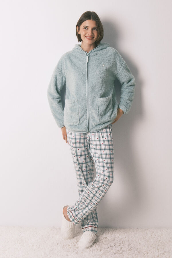 Women'secret Robe curta tecido pelo verde lurex verde